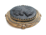 Vintage Black Cameo Brass Brooch Pin - The Jewelry Lady's Store
