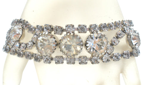 Vintage Bracelet with Clear Rhinestones 7.25"