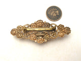 Vintage Brass Flower Brooch Pin With Pink Rhinestones - The Jewelry Lady's Store