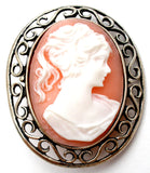 Vintage Cameo Brooch Pin Sterling Silver - The Jewelry Lady's Store