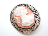 Vintage Cameo Brooch Pin Sterling Silver - The Jewelry Lady's Store