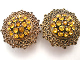 Vintage Clip Earrings With Gold Rhinestones - The Jewelry Lady's Store