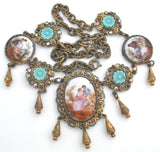 Vintage Festoon Lavalier Courting Scene Necklace - The Jewelry Lady's Store