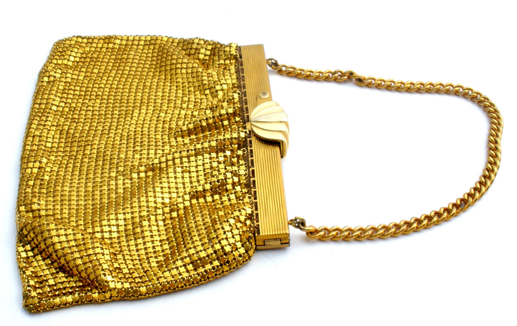 Whiting Davis Metal Mesh Enamel Purse Art Deco Handbag - ChristiesCurios