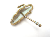 Vintage Green Enamel Butterfly Umbrella Brooch - The Jewelry Lady's Store