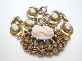Vintage Hand Carved Cameo Bracelet 8" - The Jewelry Lady's Store