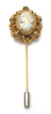 Vintage Left Facing Cameo Stick Gold Tone Pin - The Jewelry Lady's Store