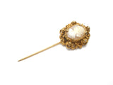 Vintage Left Facing Cameo Stick Gold Tone Pin - The Jewelry Lady's Store