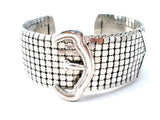 Vintage Mesh Silver Cuff Buckle Bangle Bracelet - The Jewelry Lady's Store