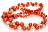 Vintage Orange Bead Necklace Double Strand - The Jewelry Lady's Store