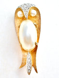 Vintage Pearl Jelly Belly Owl Brooch Pin - The Jewelry Lady's Store
