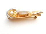 Vintage Pearl Jelly Belly Owl Brooch Pin - The Jewelry Lady's Store