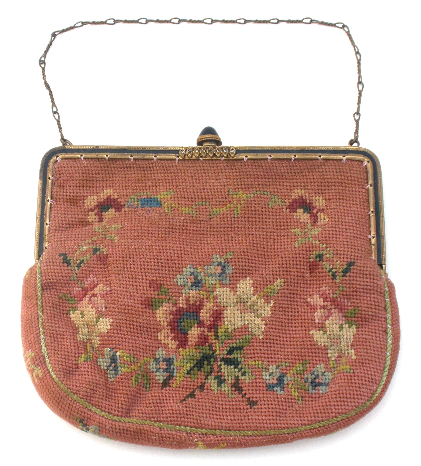 Victorian Needlepoint Bag Embroidered Purse Film and Television Room Decor Collectable Accessories Antique Purse English