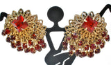 Vintage Red Rhinestone Clip Earrings - The Jewelry Lady's Store