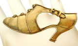 Vintage Shoe Brooch MMA Matte Gold Tone Pin - The Jewelry Lady's Store