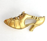 Vintage Shoe Brooch MMA Matte Gold Tone Pin - The Jewelry Lady's Store