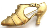 Vintage Shoe Brooch MMA Matte Gold Tone Pin - The Jewelry Lady's Store