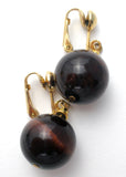 Vintage Tiger's Eye Bead Dangle Earrings - The Jewelry Lady's Store