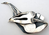 Vintage Abstract Swan Brooch Pin Sterling Silver - The Jewelry Lady's Store