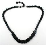 Vintage Black Glass Bead Necklace 19" - The Jewelry Lady's Store