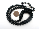 Vintage Black Glass Bead Necklace 19" - The Jewelry Lady's Store