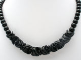 Vintage Black Glass Bead Necklace 19" - The Jewelry Lady's Store