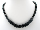 Vintage Black Glass Bead Necklace 19" - The Jewelry Lady's Store