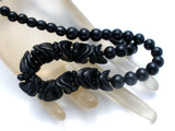 Vintage Black Glass Bead Necklace 19" - The Jewelry Lady's Store