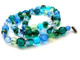 Vintage Blue & Green Glass Bead Necklace 25" - The Jewelry Lady's Store