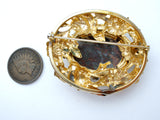 Vintage Brown Moss Agate Gold Brooch Pin - The Jewelry Lady's Store