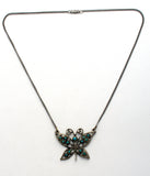 Vintage Butterfly Blue Turquoise Necklace 19" - The Jewelry Lady's Store