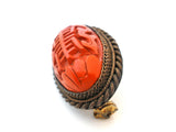 Vintage Chinese Export Cinnabar Brooch Pin - The Jewelry Lady's Store
