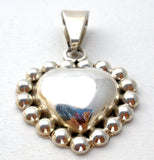 Vintage Heart Pendant Sterling Silver Taxco - The Jewelry Lady's Store
