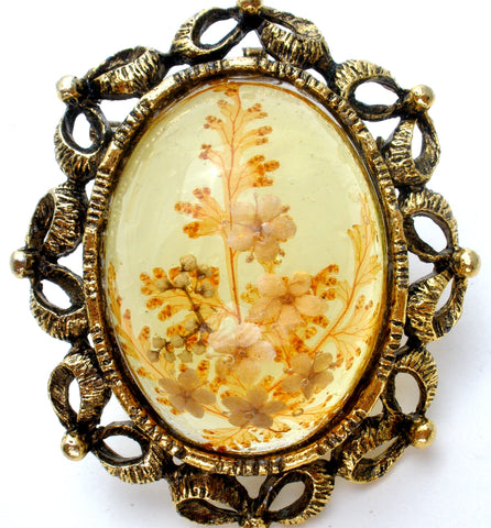 Vintage Lucite Flower Pendant Brooch