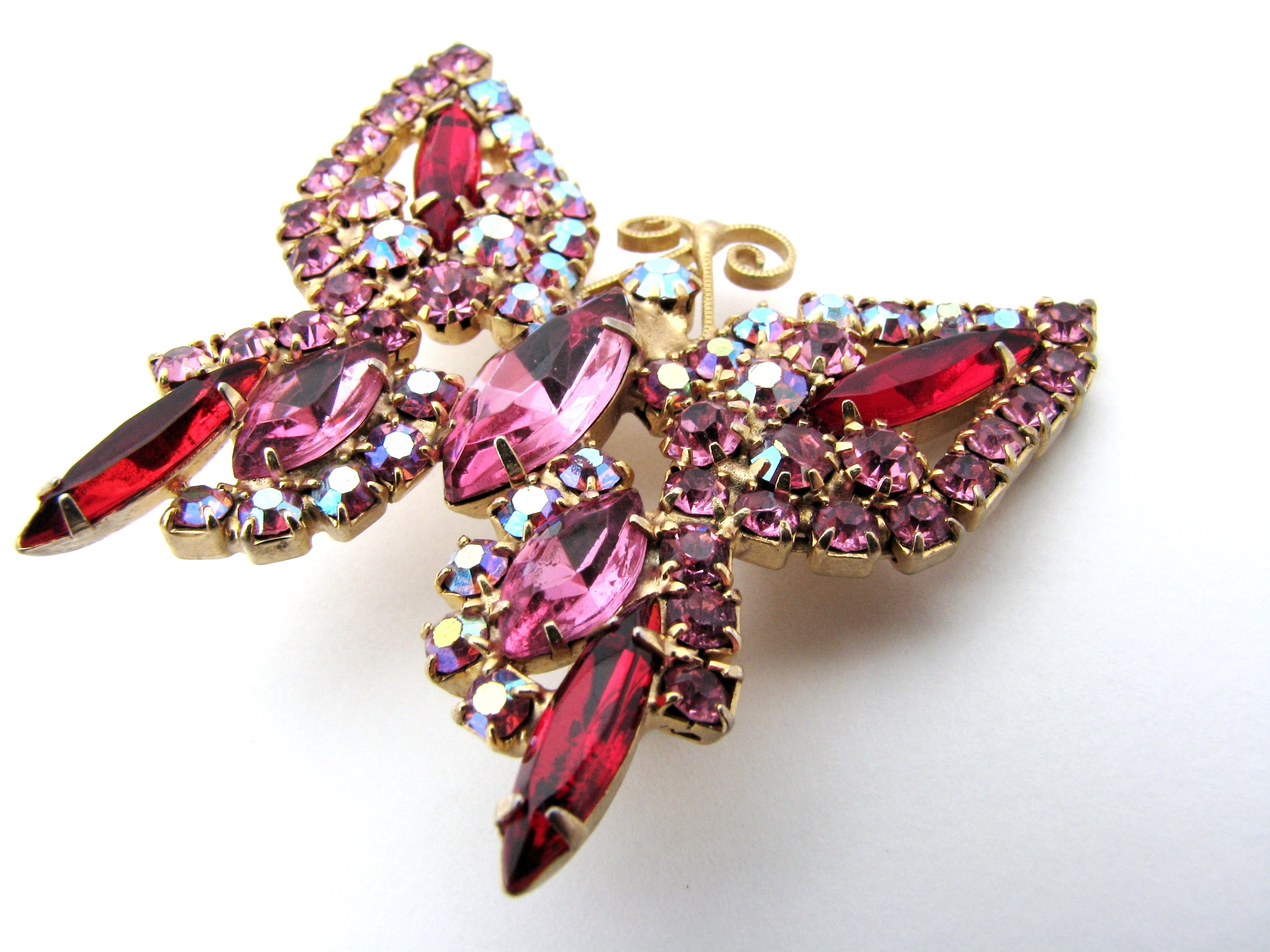  Alilang Rose Pink Czech Crystal Rhinestone Butterfly Pin Brooch  Hand Painted Enamel: Brooches And Pins: Clothing, Shoes & Jewelry
