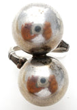 Vintage Sterling Silver Double Orb Ring by Uncas - The Jewelry Lady's Store