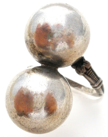 Vintage Sterling Silver Double Orb Ring by Uncas