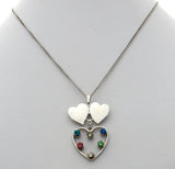 Vintage Sterling Silver Rhinestone Heart Necklace Anson - The Jewelry Lady's Store