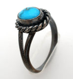 Vintage Sterling Silver Ring with Turquoise Size 5.5 - The Jewelry Lady's Store