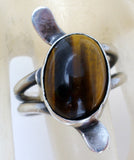 Vintage Tiger's Eye Ring Sterling Silver Size 5.25 - The Jewelry Lady's Store