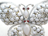 Weiss Milk Glass Rhinestone Butterfly Brooch Pin Vintage - The Jewelry Lady's Store