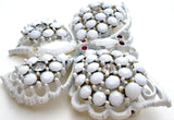Weiss Milk Glass Rhinestone Butterfly Brooch Pin Vintage - The Jewelry Lady's Store