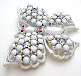 Weiss Milk Glass Rhinestone Butterfly Brooch Pin Vintage - The Jewelry Lady's Store