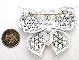 Weiss Milk Glass Rhinestone Butterfly Brooch Pin Vintage - The Jewelry Lady's Store