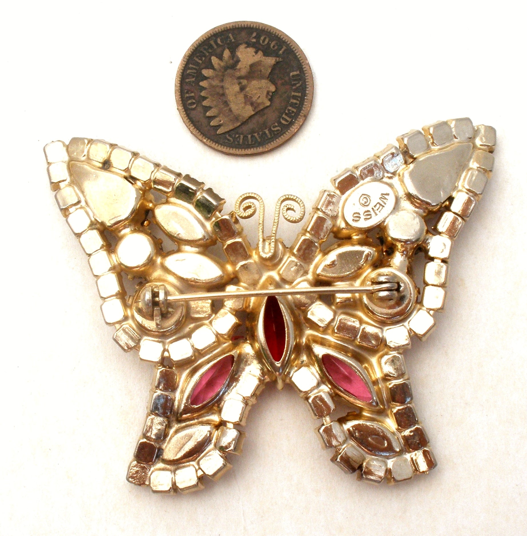 1950s Multi-color Crystal Butterfly Brooch — Miranda's Vintage Bridal