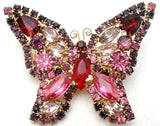 Weiss Multi Color Rhinestone Butterfly Brooch Pin Vintage - The Jewelry Lady's Store