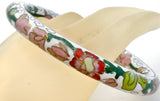 White Cloisonne Enamel Bangle Bracelet Vintage - The Jewelry Lady's Store