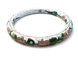 White Cloisonne Enamel Bangle Bracelet Vintage - The Jewelry Lady's Store