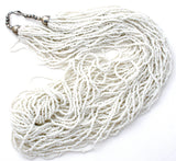 White 30 Strand Torsade Seed Bead Necklace - The Jewelry Lady's Store