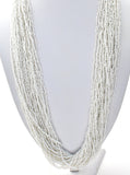 White 30 Strand Torsade Seed Bead Necklace - The Jewelry Lady's Store